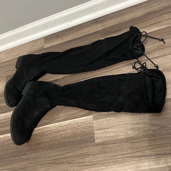 Rampage Women's Boots Size 7.5 Black Faux Suede Over The Knee Casual Grunge Y2k - Picture 3 of 9